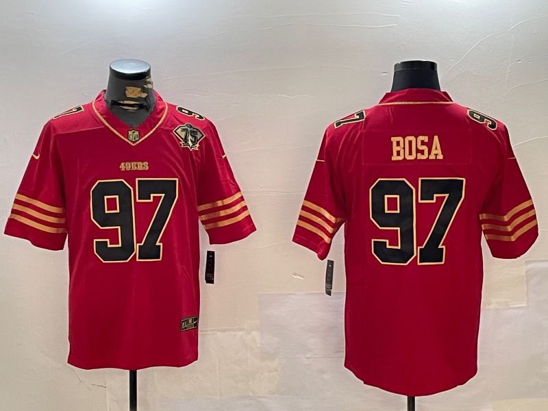 Men San Francisco 49ers 97 Bosa Red Gold 2024 Nike Limited NFL Jersey style 1230